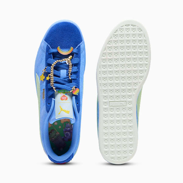 PUMA x CARE BEARS x SESAME STREET Basket Women's "Grumpy Grouchy" Sneakers, Vivid Blue-Dusky Blue-Pure Green, extralarge